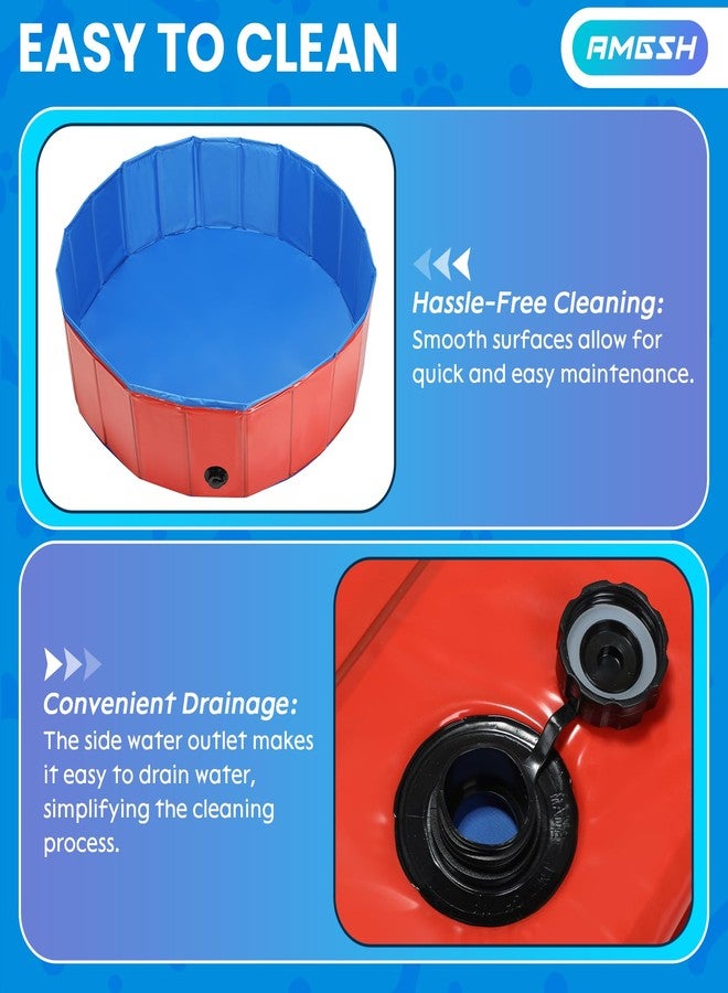 AMGSH Dog Whelping Box, Foldable Birthing Pool for Dogs, Whelping Pool for Puppies, Poartable Plastic Swimming Pool & Bath Tub for Dogs, Red (Red, 31.5” Dia. × 7.9” H (80cm × 20cm)) - Image 5